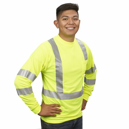 CORDOVA COR-BRITE Long Sleeve Shirts, Lime, 2in Silver Reflective Tape, 2XL V5112XL